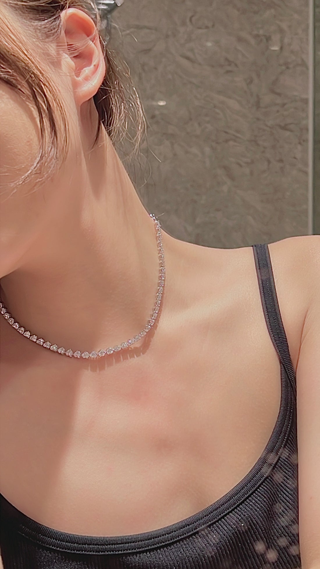 PSJ 9k heart tennis necklace